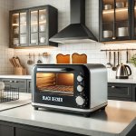 Black Decker toaster oven in a modern kitchen setting