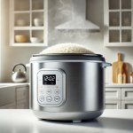 Electric rice cooker with steel pot for efficient and healthy cooking